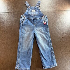 OshKosh B'Gosh Vestbak Girls Denim Floral Embroidered Overalls Sz 4T